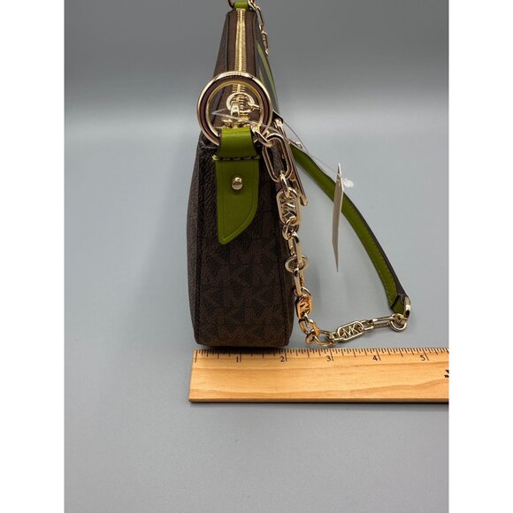 Michael Kors Meadow Green Empire Contrast Medium Chain Pouchette Shoulder Bag - Picture 16 of 16